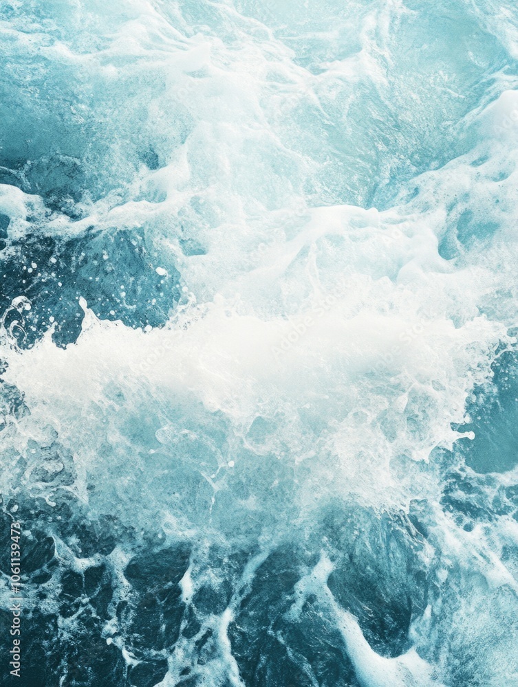 The image is of a large wave crashing into the shore. The water is a deep blue color, and the wave is very large, almost reaching the horizon. Scene is powerful and awe-inspiring The image is of a large wave crashing into the shore. The water is a deep blue color, and the wave is very large, almost reaching the horizon. Scene is powerful and awe-inspiring