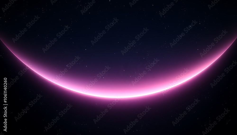 A sweeping curve of light arcs across a deep black background filled with stars, resembling a planetary horizon. A sweeping curve of light arcs across a deep black background filled with stars, resembling a planetary horizon.