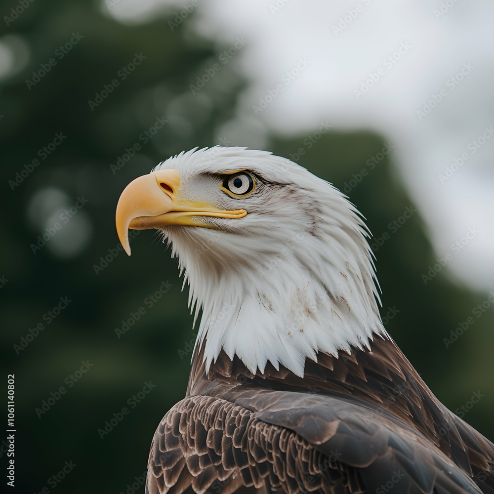Obraz premium Bald Eagle Close-up Portrait, bird of prey, raptor, wildlife, animal, nature
