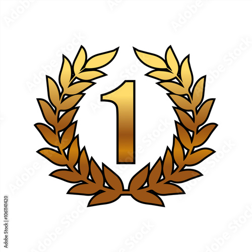 1st birthday gold laurel wreath vector isolated on a white background, vector icon 10 eps.