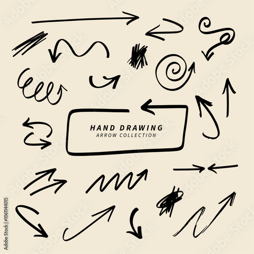 Hand drawing arrow collection doodle vector