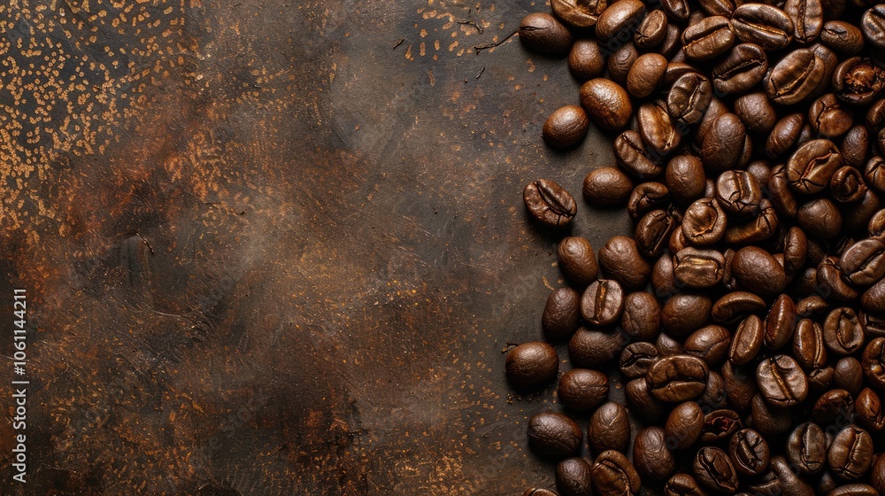 Top view of roasted coffee beans with text space. Top view of roasted coffee beans with text space.