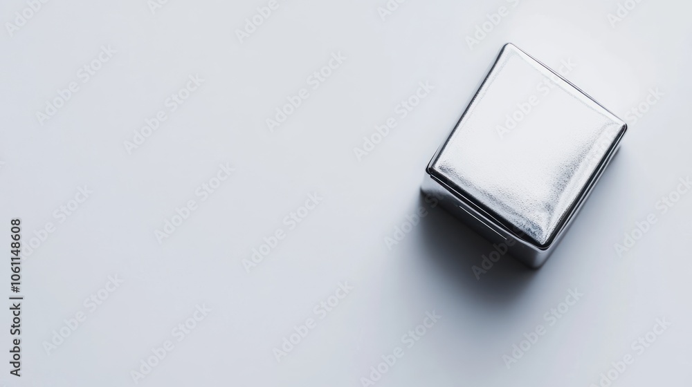A Shiny Metallic Cube on a White Surface A Shiny Metallic Cube on a White Surface
