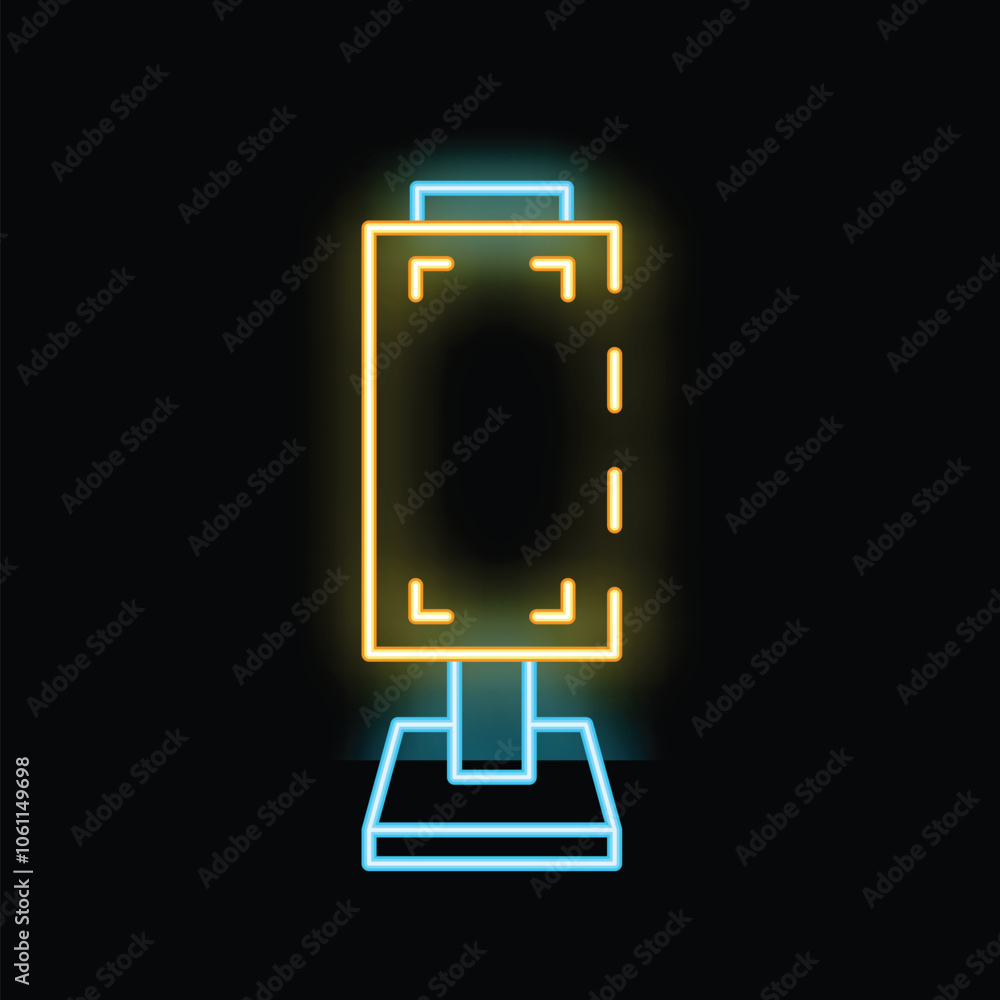 Glowing neon sign showing a blank retail space available for lease to new business Glowing neon sign showing a blank retail space available for lease to new business