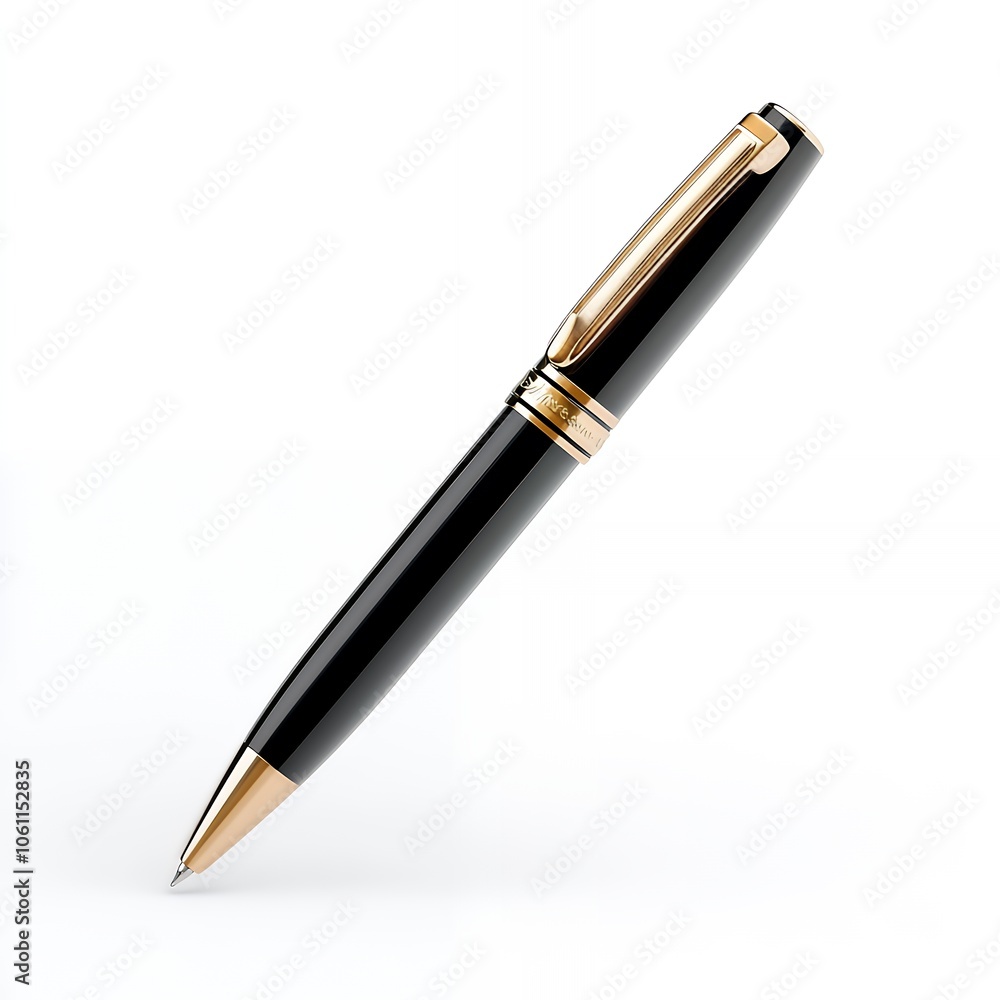 Black and Gold Ballpoint Pen Isolated on White Background. Black and Gold Ballpoint Pen Isolated on White Background.