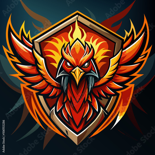 A vibrant phoenix esports logo featuring bold colors and striking design elements ideal for competitive gaming teams