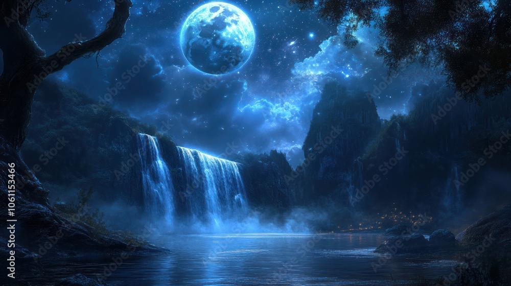 Fototapeta premium Nightfall Waterfall