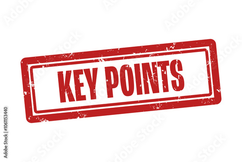 Key Points. A red stamp isolated on white background. photo