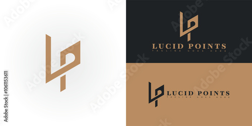 Modern initial vector letter LP or PL logo in gold color isolated on multiple background colors. The logo is suitable for art and design service logo design inspiration templates. 