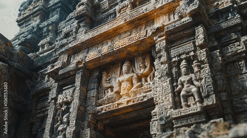 Ancient Stone Carvings of a Hindu Temple