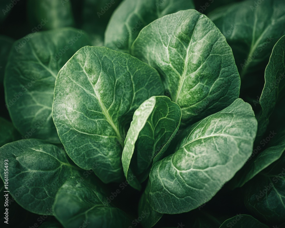 Obraz premium Fresh, Vibrant Leafy Greens, Nature's Bounty of Health and Wellness, Close Up of Lush Green Leaves, Earthy Tones and Textures, Symbol of Freshness and Vitality