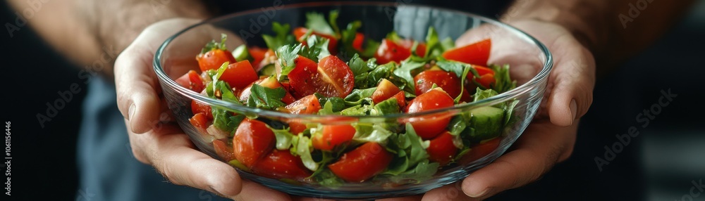 Healthy Eating Hands Holding a Bowl of Fresh Salad, Symbolizing a Balanced Diet and Wellness, A Visual Representation of Nutritious Choices for a Healthier Lifestyle