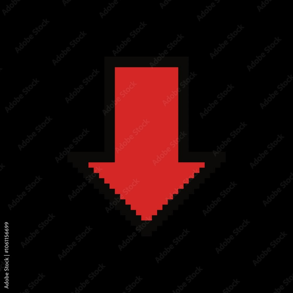 Red downward direction arrow or as a symbol of decline Red downward direction arrow or as a symbol of decline