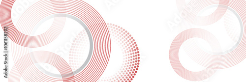 Abstract white background with red circle lines. Digital future technology concept. vektor