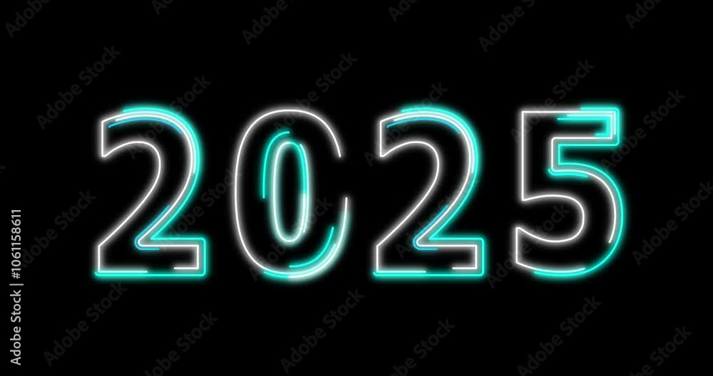 Bright neon illuminate digits 2025 new year design with neon glow. Abstract cosmic vibrant color backdrop. Glowing neon Congratulation Happy New Year 2025. Futuristic style loop new year animation Bright neon illuminate digits 2025 new year design with neon glow. Abstract cosmic vibrant color backdrop. Glowing neon Congratulation Happy New Year 2025. Futuristic style loop new year animation