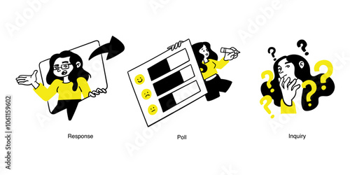 Survey related vector business illustrations.