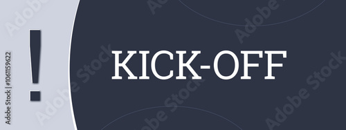 Billede på lærred Kick-Off. A blue banner illustration with white text.