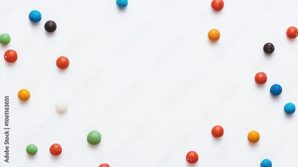 Colorful Candy Coated Chocolate Balls on White Background Colorful Candy Coated Chocolate Balls on White Background
