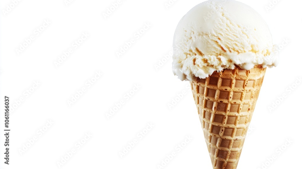 Vanilla Ice Cream Cone on White Background Vanilla Ice Cream Cone on White Background