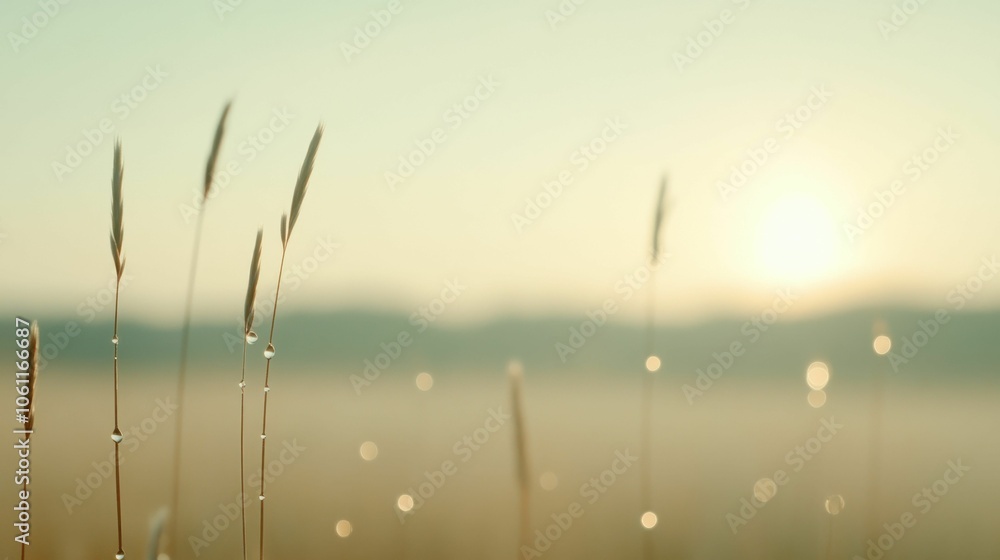 A field of tall grass with a sun in the background A field of tall grass with a sun in the background