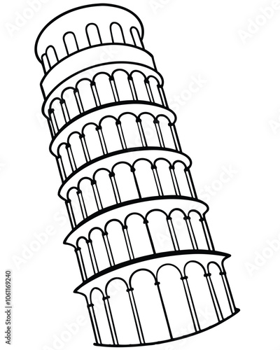 The Pisa Tower vector silhouette