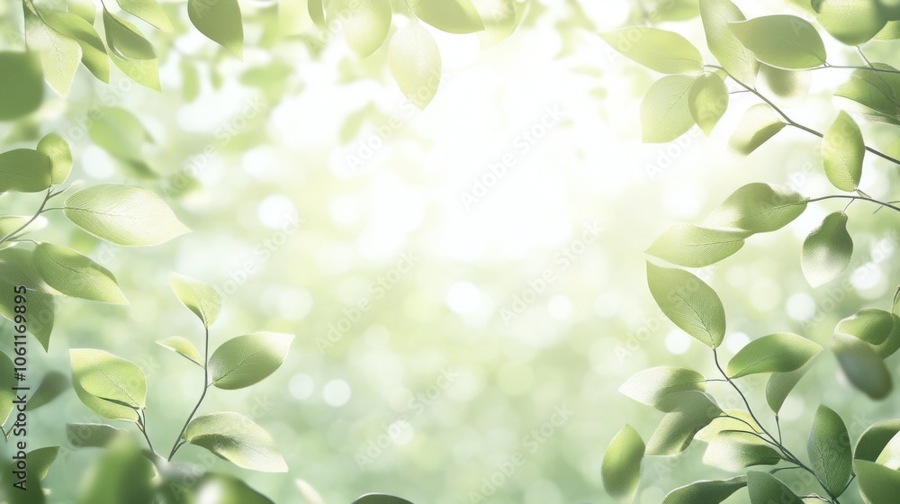 A serene view of green leaves with sunlight filtering through, creating a peaceful ambiance. A serene view of green leaves with sunlight filtering through, creating a peaceful ambiance.