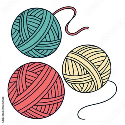 Vibrant Colorful Yarn Balls Isolated on White Background for Crafting Inspiration.