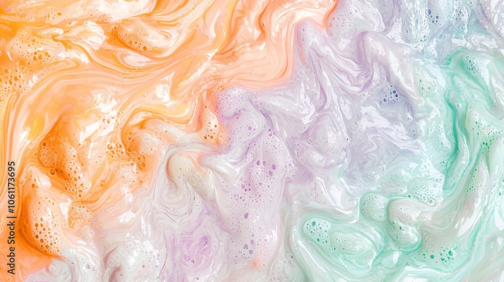 Colorful bath bomb dissolves in water, creating mesmerizing pastel foam with bubbles swirling around, perfect for spa-like self-care at home Colorful bath bomb dissolves in water, creating mesmerizing pastel foam with bubbles swirling around, perfect for spa-like self-care at home