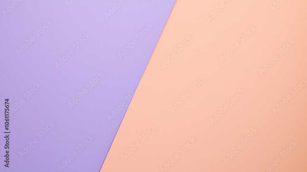 Geometric composition featuring a diagonal line dividing the frame into two distinct color blocks, showcasing a harmonious blend of pastel purple and peach, creating a visually appealing contrast Geometric composition featuring a diagonal line dividing the frame into two distinct color blocks, showcasing a harmonious blend of pastel purple and peach, creating a visually appealing contrast