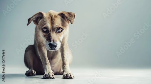 stray dog, abandoned dog No one to feed, hungry and pitiful, Generative ai