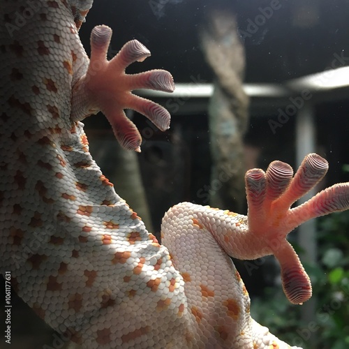 Gecko Climbing on Glass