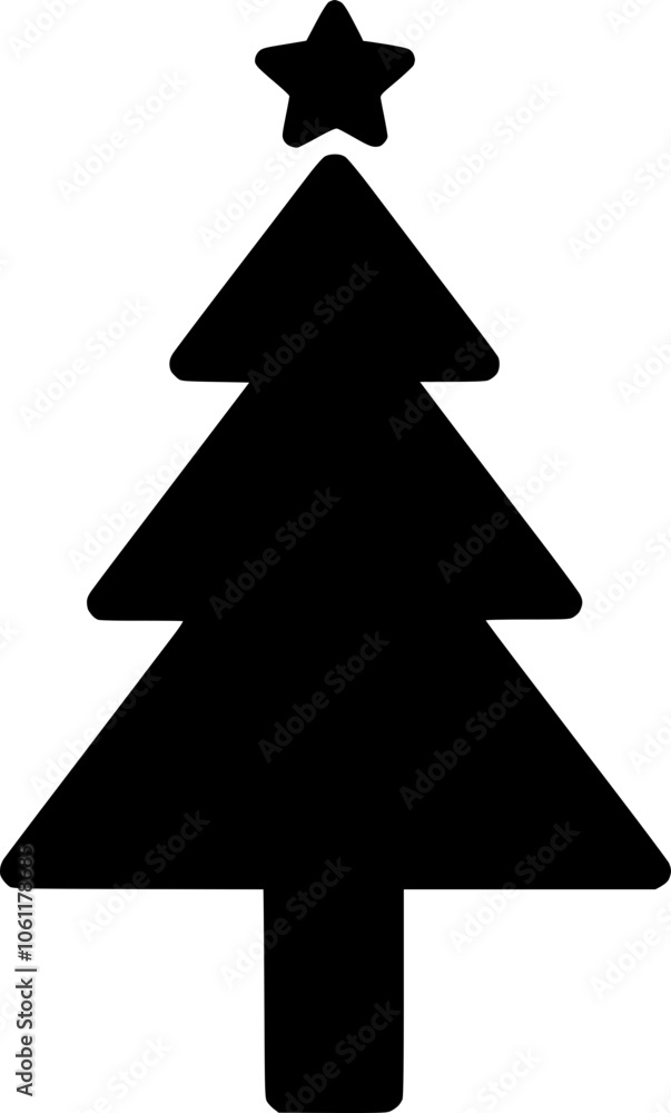 Black Silhouette Christmas Tree Icon Black Silhouette Christmas Tree Icon