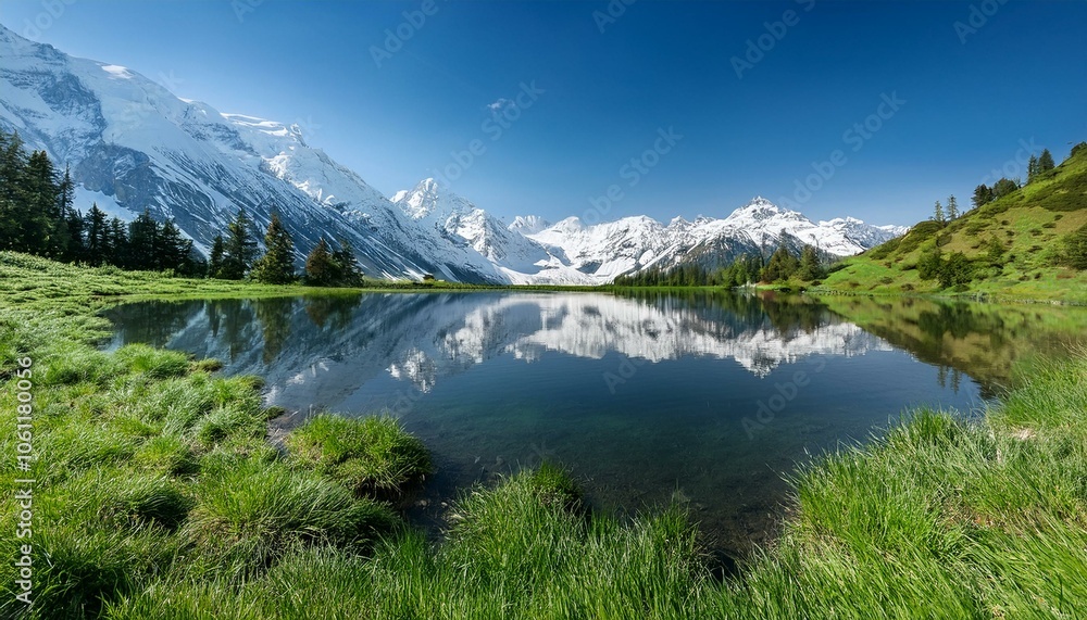 Naklejka premium Nature's Mirror in Calm Waters