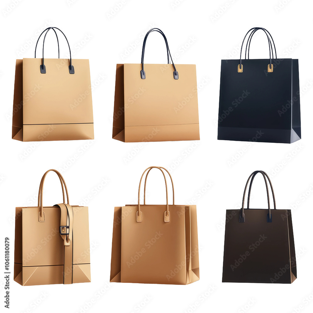Stylish Bags Set Isolated on Transparent Background Stylish Bags Set Isolated on Transparent Background