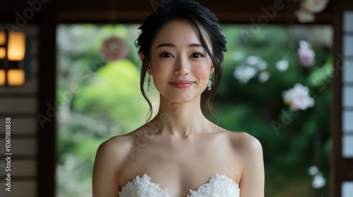 Free Download 緑豊かな背景の伝統的な雰囲気の中で優雅な花嫁 - GFXLoad