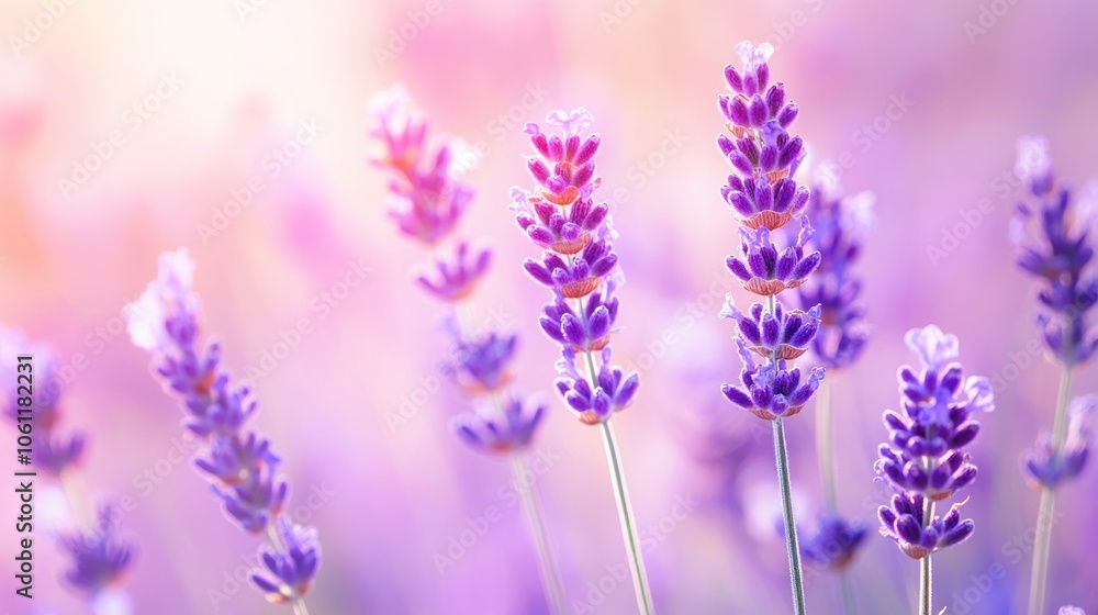 A soft-focus image of lavender flowers in a serene, pastel background. A soft-focus image of lavender flowers in a serene, pastel background.