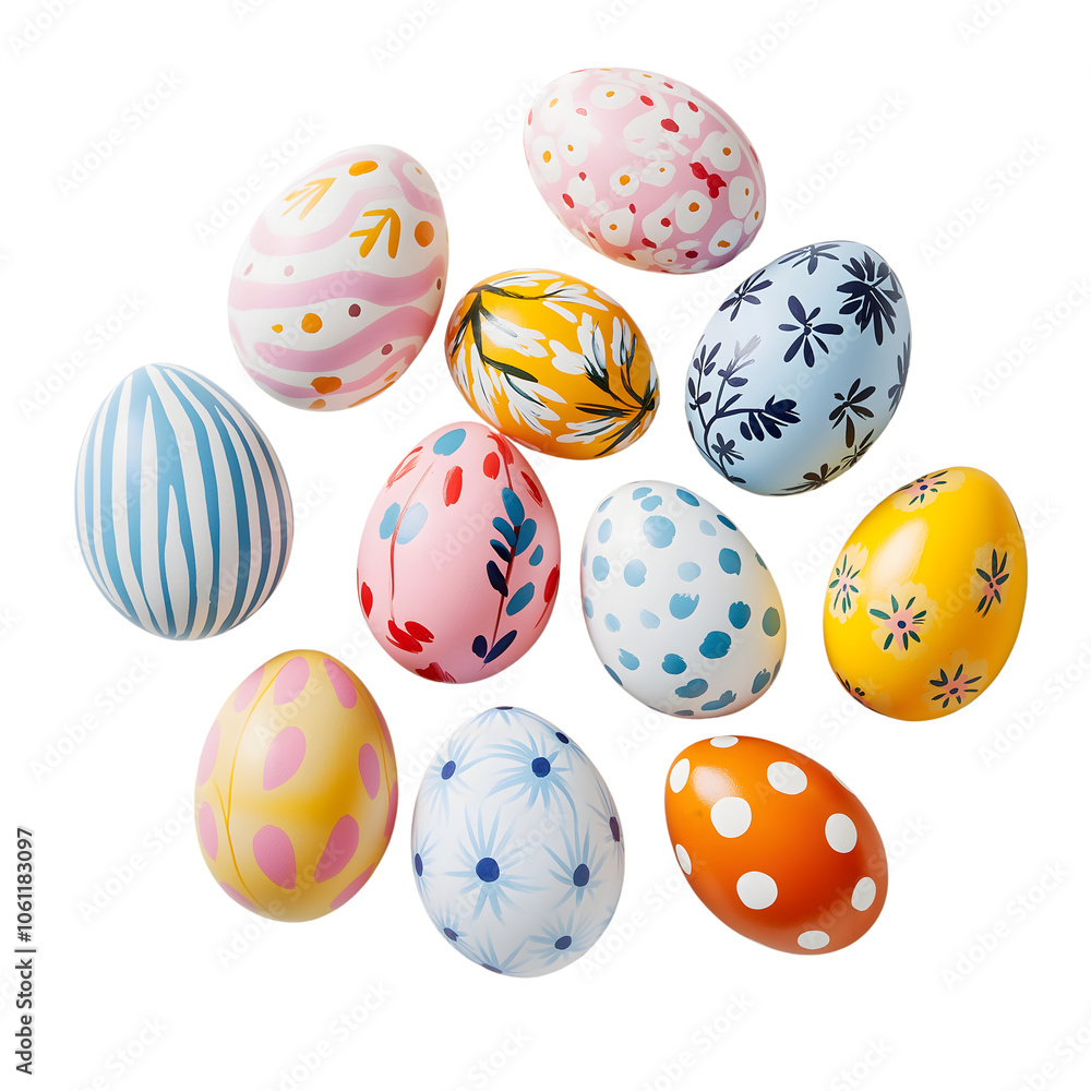 Easter eggs isolated on transparent background Generative Ai. Easter eggs isolated on transparent background Generative Ai.