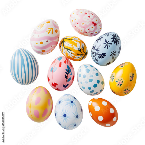 Easter eggs isolated on transparent background Generative Ai. photo