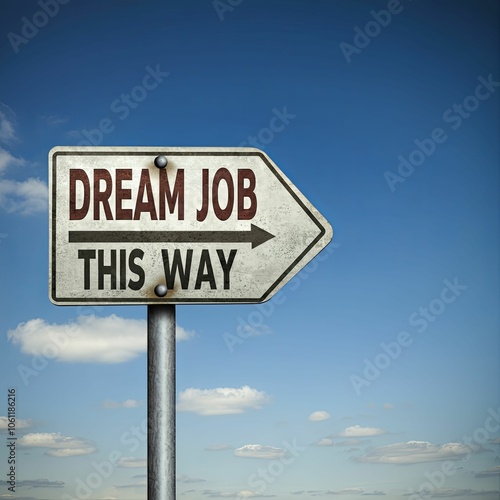 Dream Job Signpost with Blue Sky  

