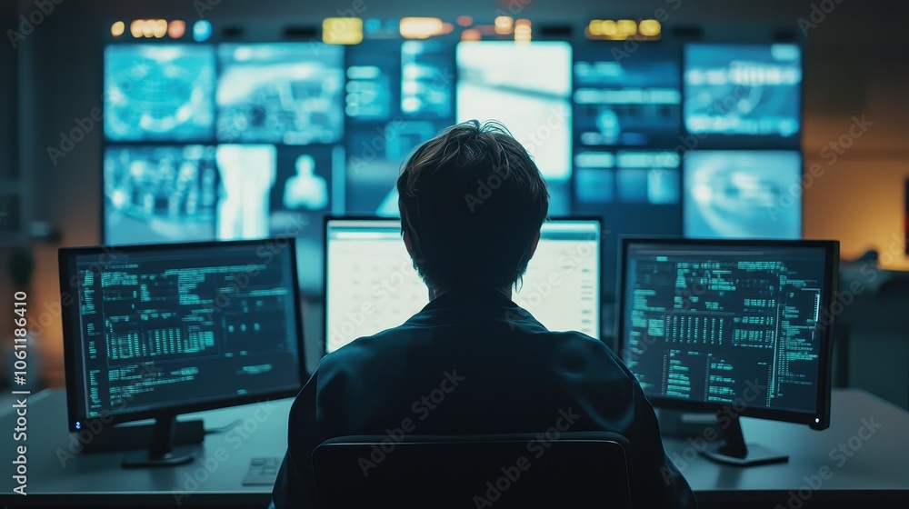 Cybersecurity Analyst Monitoring Network Security Systems Cybersecurity Analyst Monitoring Network Security Systems