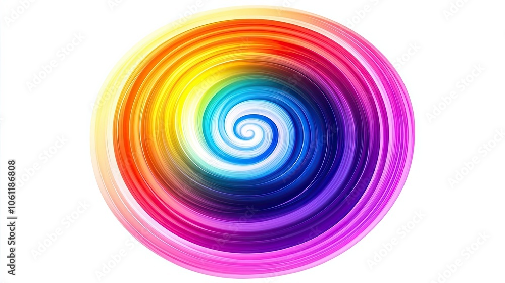 Abstract Colorful Spiral with Rainbow Hues on a White Background Abstract Colorful Spiral with Rainbow Hues on a White Background