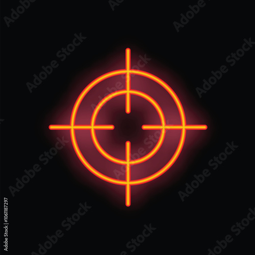Neon target is glowing on a black background