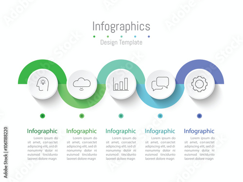 Infographic 5 options design elements for your business data. Vector Illustration.
