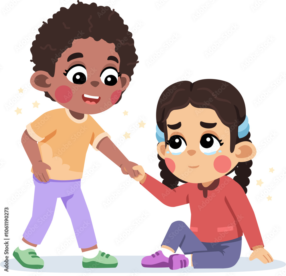 Kid Helping a Friend Who Fell Down Kid Helping a Friend Who Fell Down