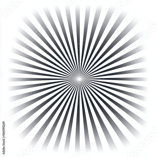 Abstract radial design with black and white rays radiating from the center.