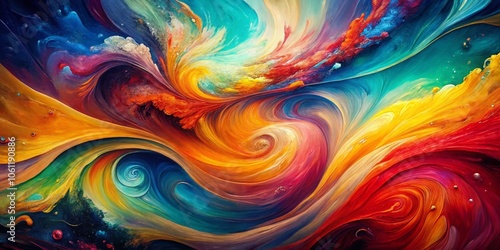 Energetic Abstract Painting Backgrounds for Dynamic Visuals, Colorful Swirls, Textured Layers, and Vivid Patterns in Aerial Photography for Creative Projects