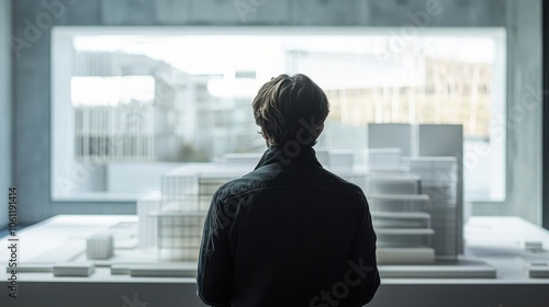 Contemplative Solitude: Silhouette of a Person Gazing Through Glass