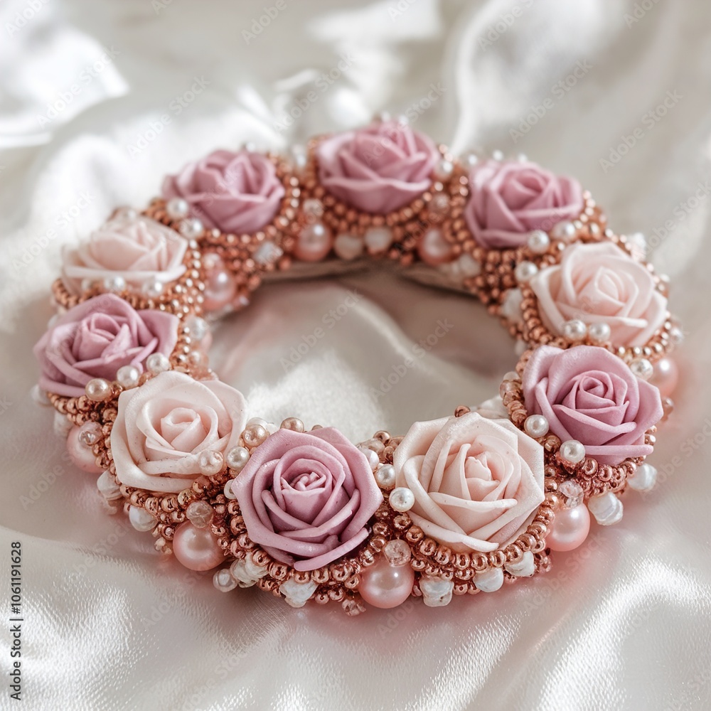 decorative garland of pink flowers decorative garland of pink flowers