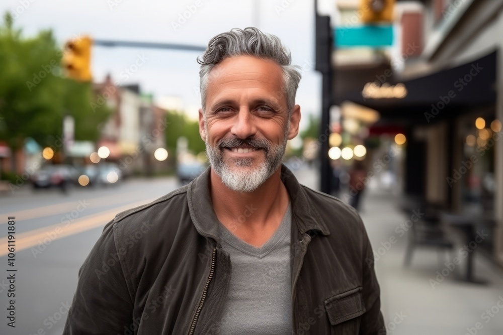 Portrait of a handsome senior man with grey hair and beard in urban background Portrait of a handsome senior man with grey hair and beard in urban background