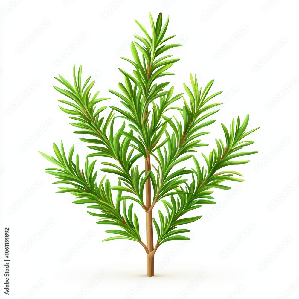 Fresh green rosemary plant, white isolated background. Fresh green rosemary plant, white isolated background.
